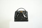 Fendi Mini Peekaboo Black Patent Leather Handbag Gold Hardware