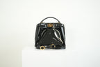 Fendi Mini Peekaboo Black Patent Leather Handbag Gold Hardware