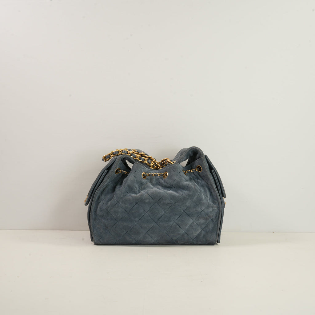 Chanel 25 Blue Quilted Suede Small Hobo Bag (2025)