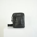 Balenciaga Black Crinkled Leather Crossbody Messenger Bag Explorer Pouch