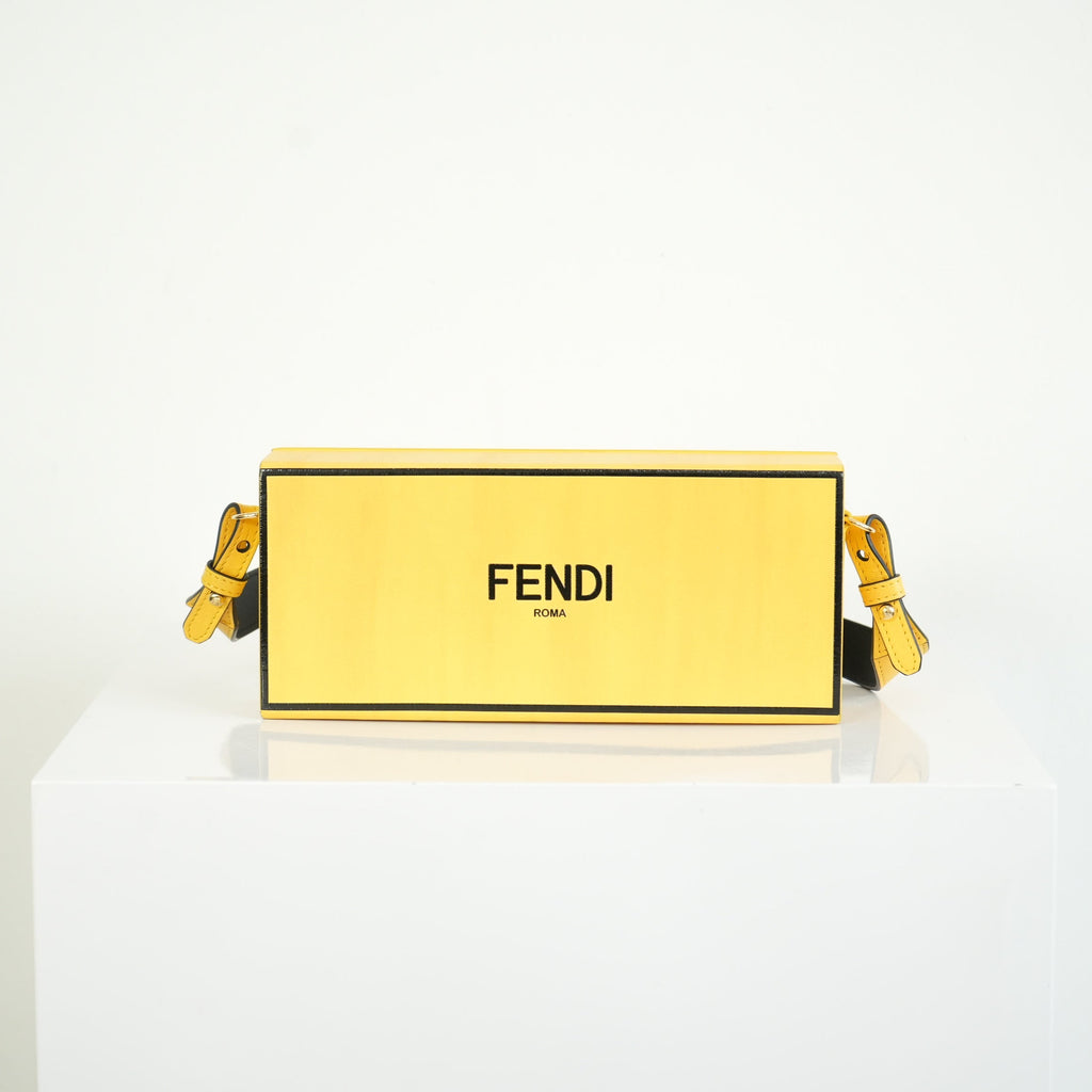 Fendi Roma Rigid Box Bag Yellow Leather Crossbody