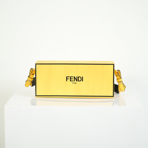 Fendi Roma Rigid Box Bag Yellow Leather Crossbody