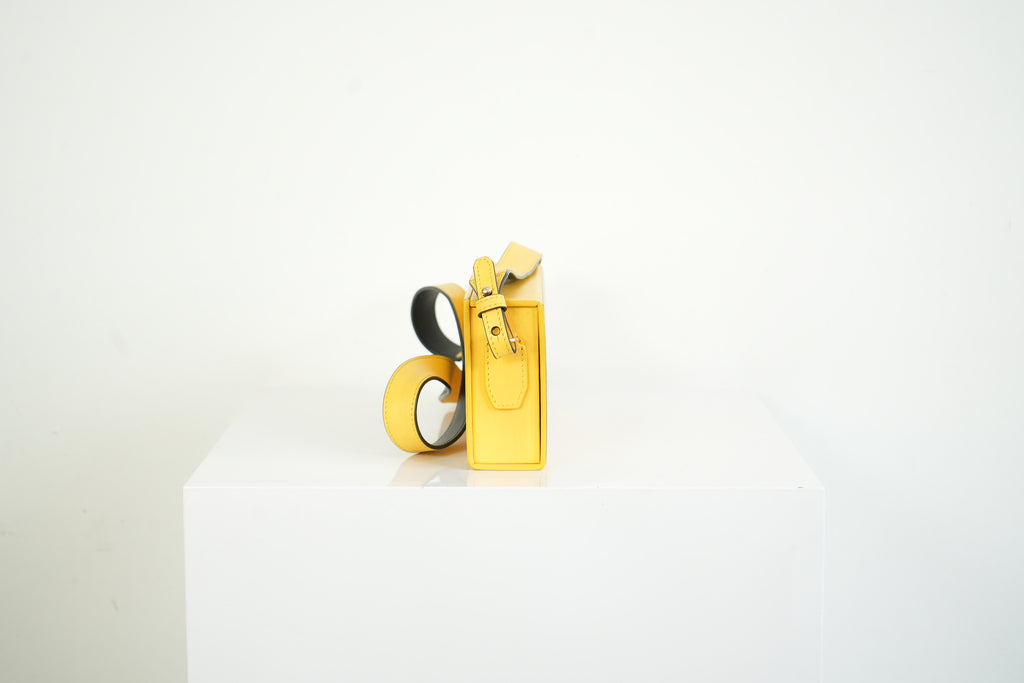 Fendi Roma Rigid Box Bag Yellow Leather Crossbody
