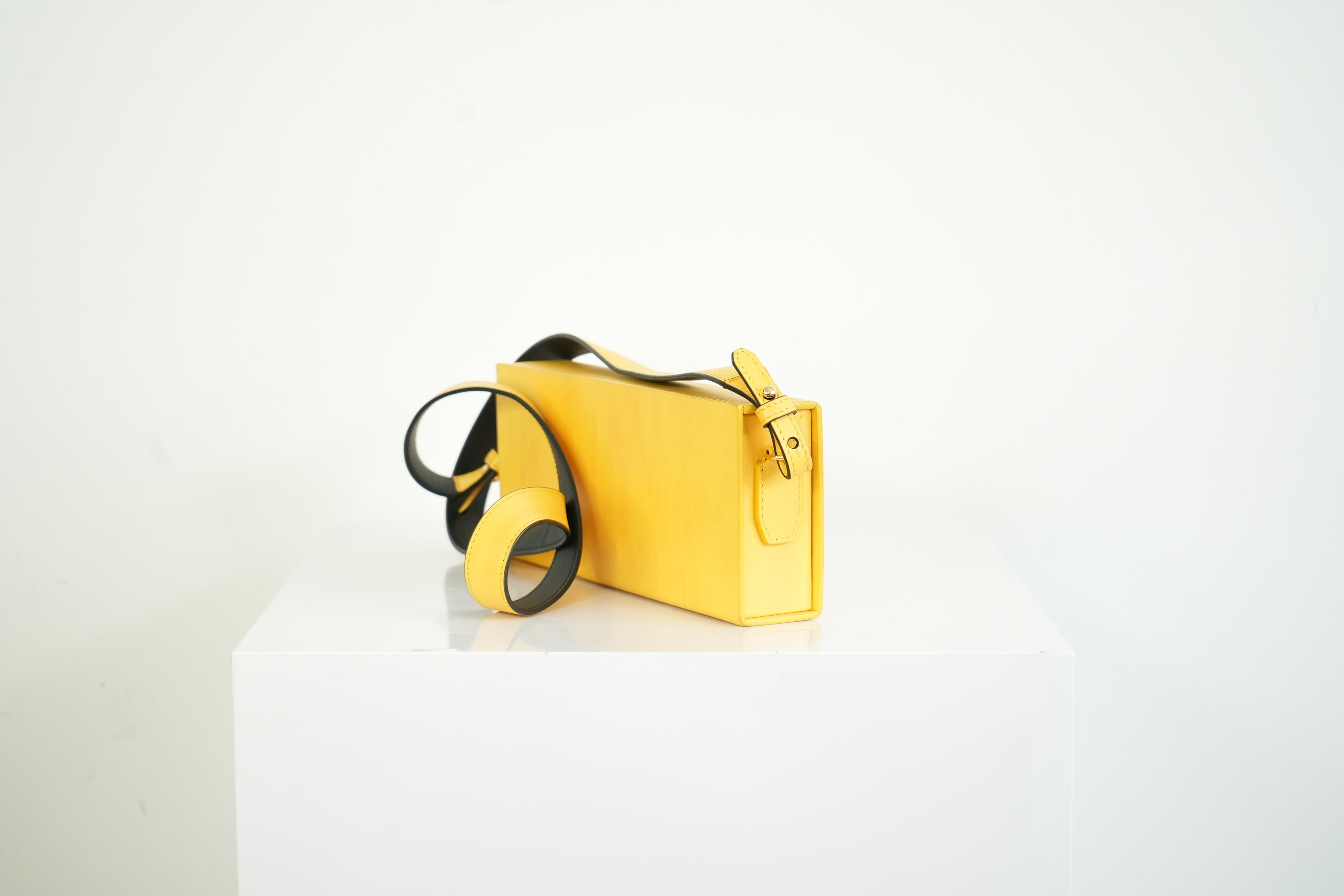 Fendi Roma Rigid Box Bag Yellow Leather Crossbody