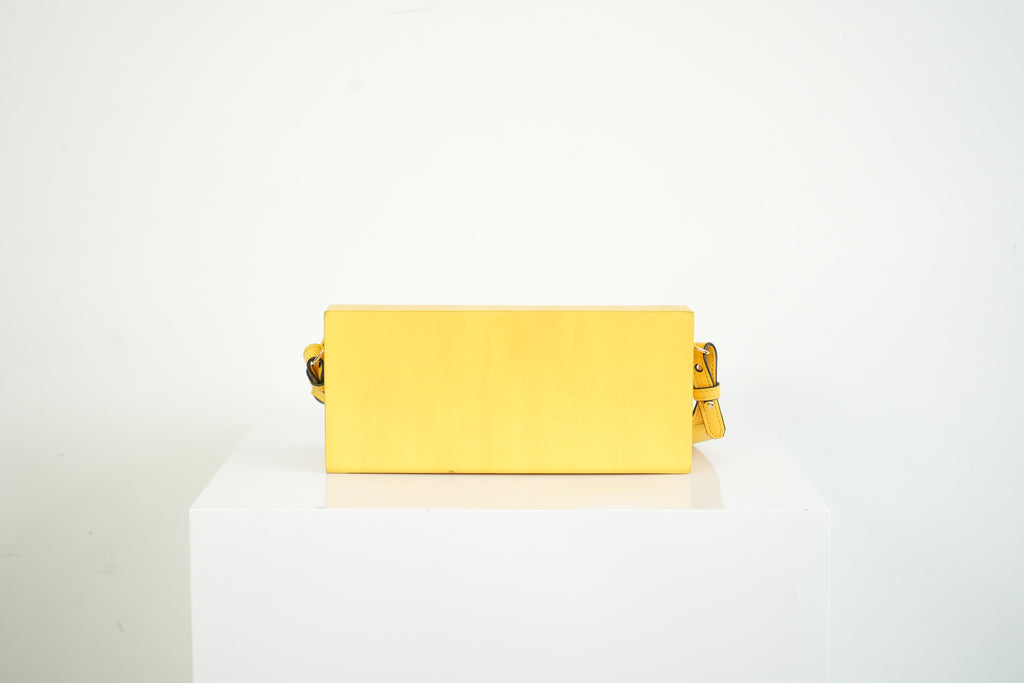 Fendi Roma Rigid Box Bag Yellow Leather Crossbody