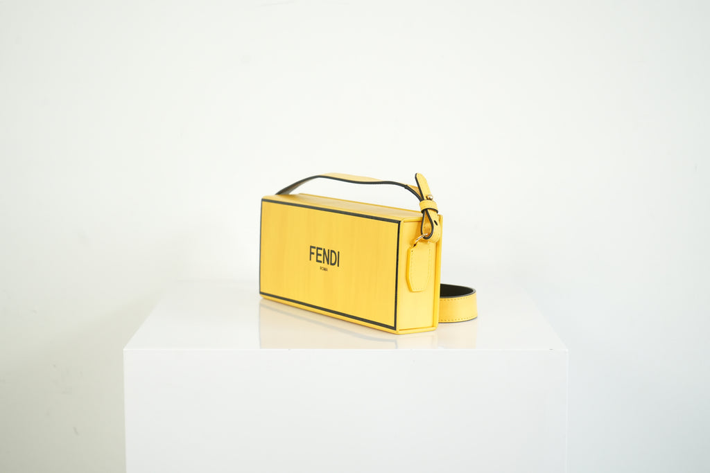 Fendi Roma Rigid Box Bag Yellow Leather Crossbody