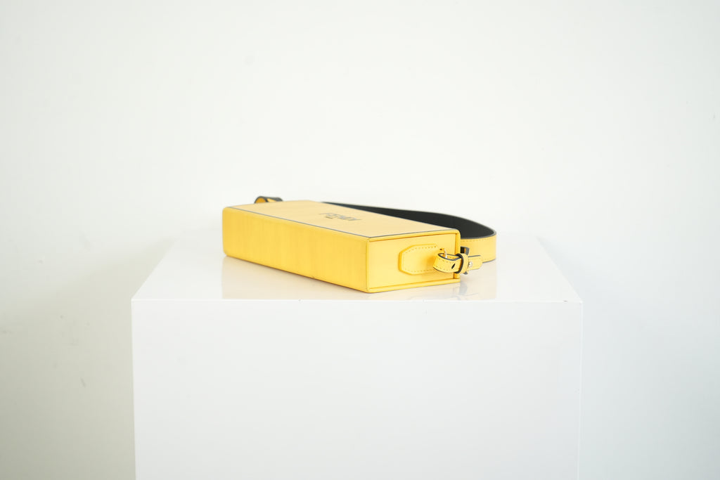 Fendi Roma Rigid Box Bag Yellow Leather Crossbody