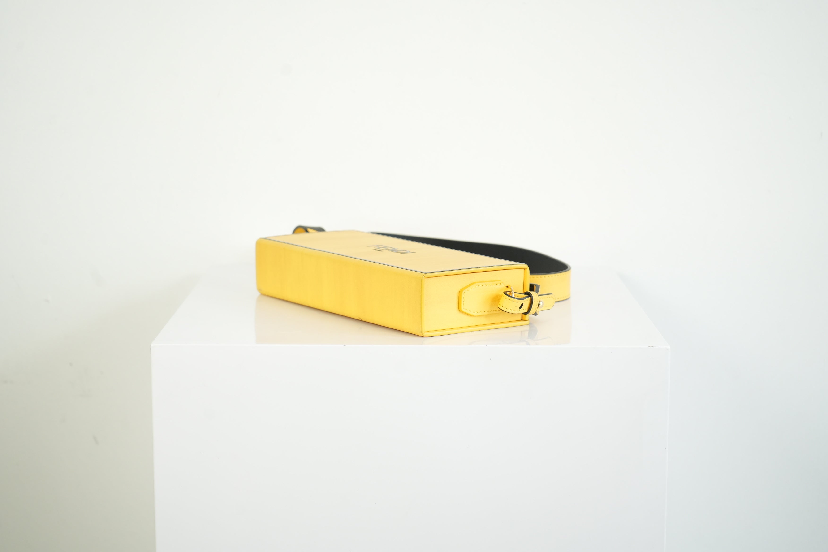 Fendi Roma Rigid Box Bag Yellow Leather Crossbody