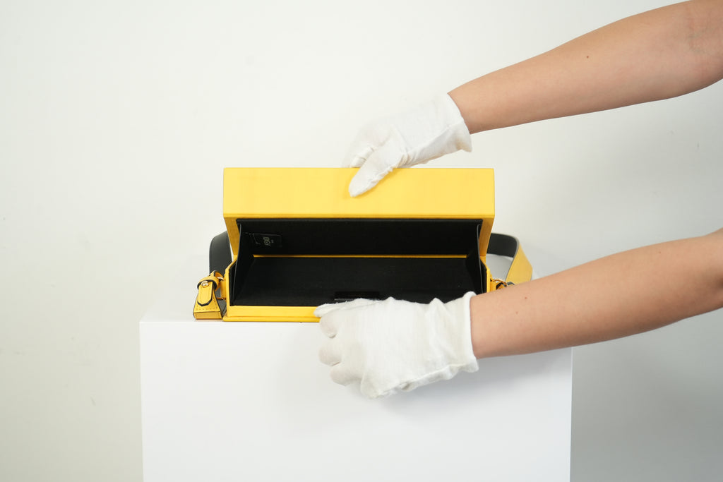 Fendi Roma Rigid Box Bag Yellow Leather Crossbody