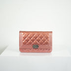 Chanel Boy Bag Metallic Pink Patent Leather Shoulder Clutch WOC