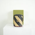 Gucci GG Marmont Quilted Stripe Leather Mini Bucket Bag Black Beige