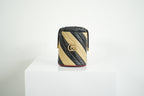 Gucci GG Marmont Quilted Stripe Leather Mini Bucket Bag Black Beige