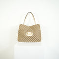 Gucci 1955 Horsebit Tote Bag GG Supreme Canvas White Leather