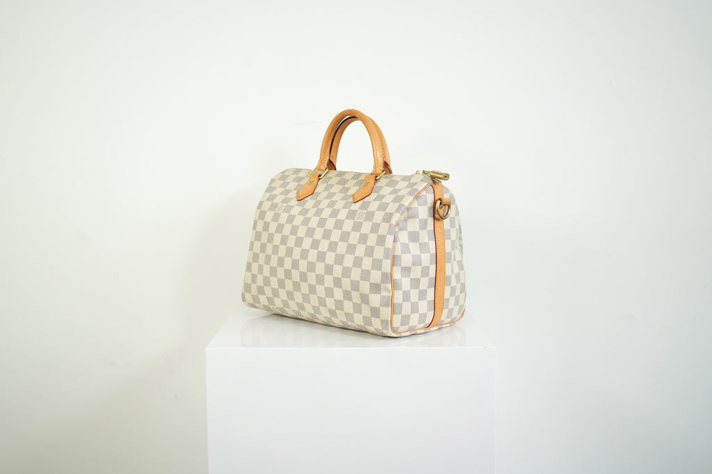 Louis Vuitton Speedy 30 Bandouliere Damier Azur Canvas Crossbody Bag