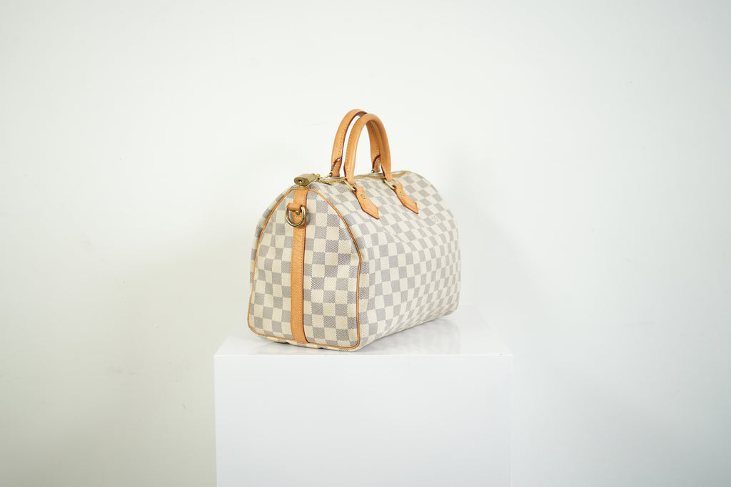Louis Vuitton Speedy 30 Bandouliere Damier Azur Canvas Crossbody Bag