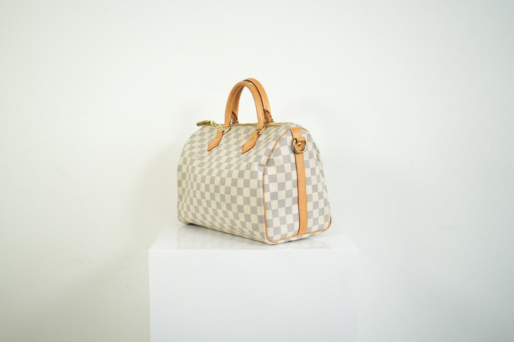 Louis Vuitton Speedy 30 Bandouliere Damier Azur Canvas Crossbody Bag