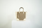 Gucci Bree GG Canvas Top Handle Bag Ivory Leather Crossbody Tote