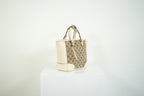 Gucci Bree GG Canvas Top Handle Bag Ivory Leather Crossbody Tote