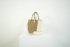 Gucci Bree GG Canvas Top Handle Bag Ivory Leather Crossbody Tote