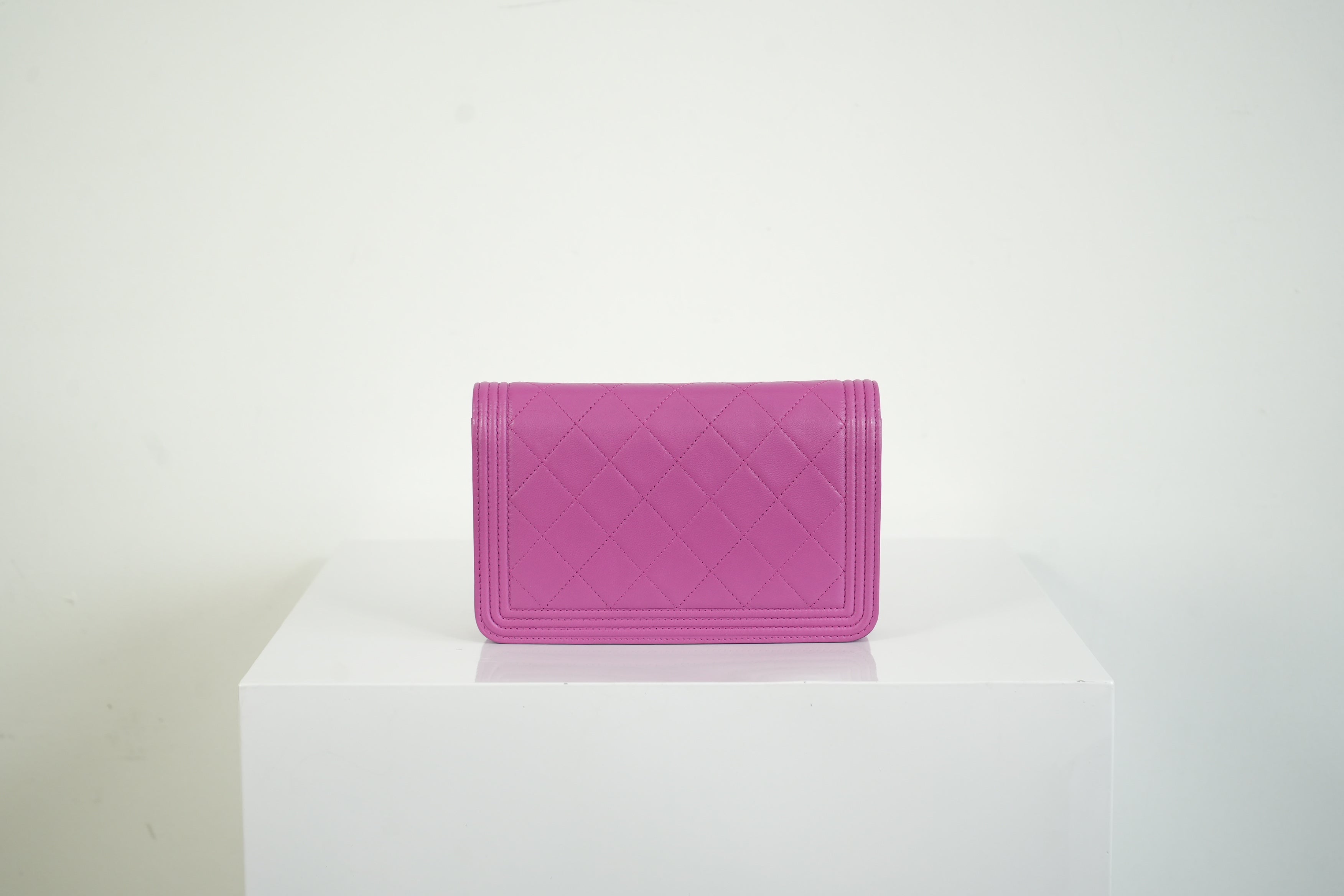 Chanel Boy Bag Wallet on Chain Pink Lambskin WOC Shoulder Clutch