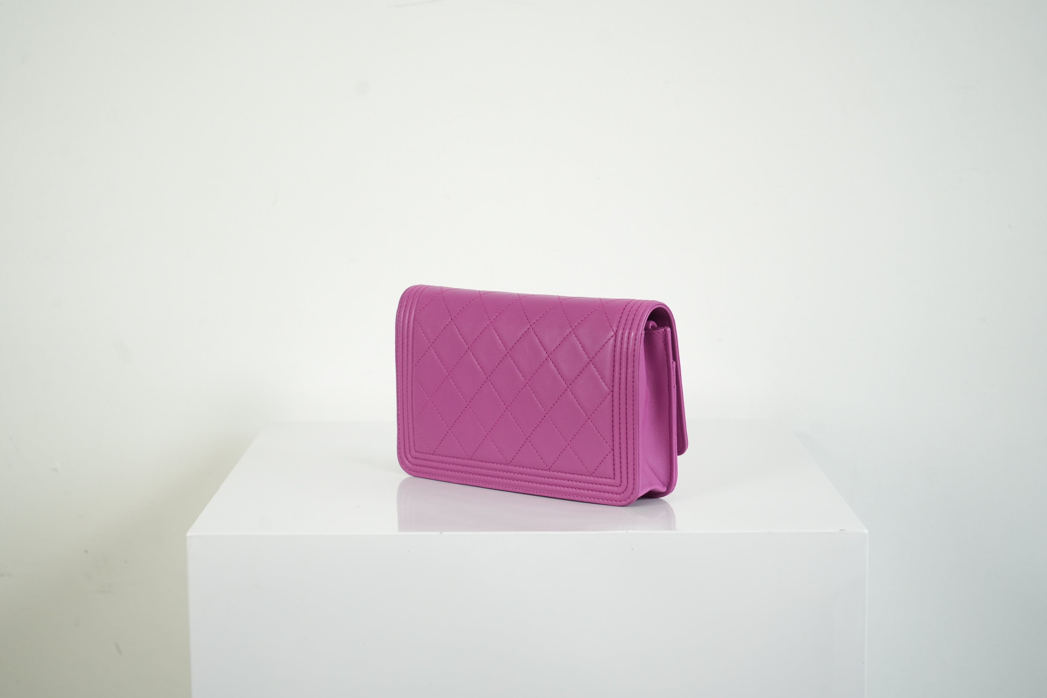Chanel Boy Bag Wallet on Chain Pink Lambskin WOC Shoulder Clutch