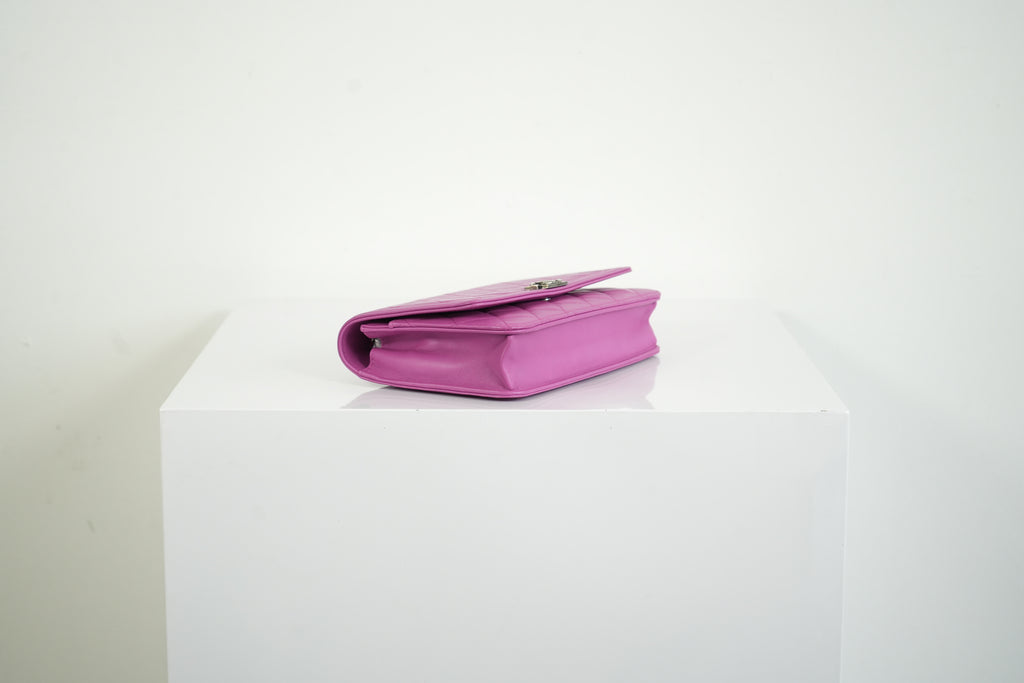 Chanel Boy Bag Wallet on Chain Pink Lambskin WOC Shoulder Clutch