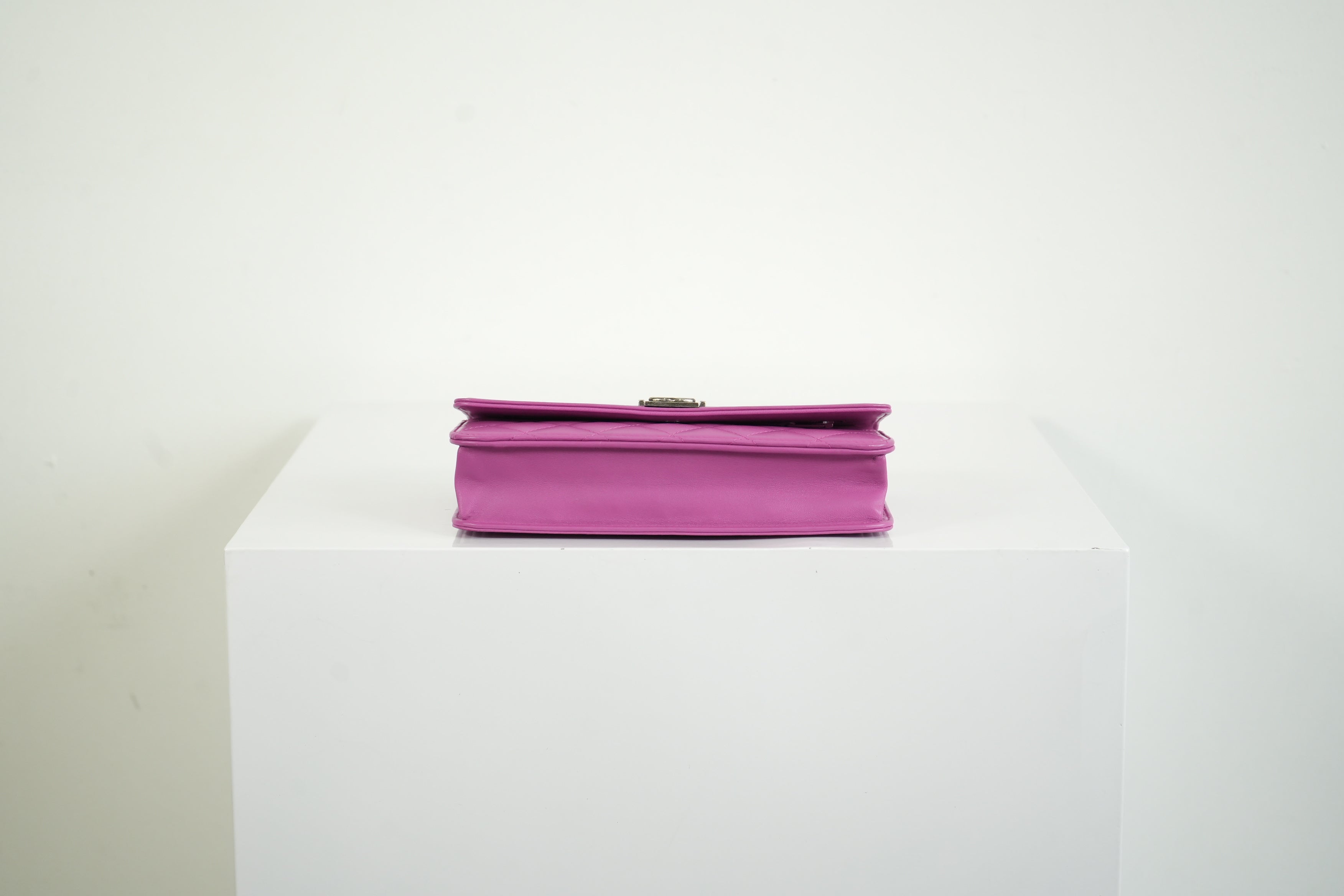 Chanel Boy Bag Wallet on Chain Pink Lambskin WOC Shoulder Clutch