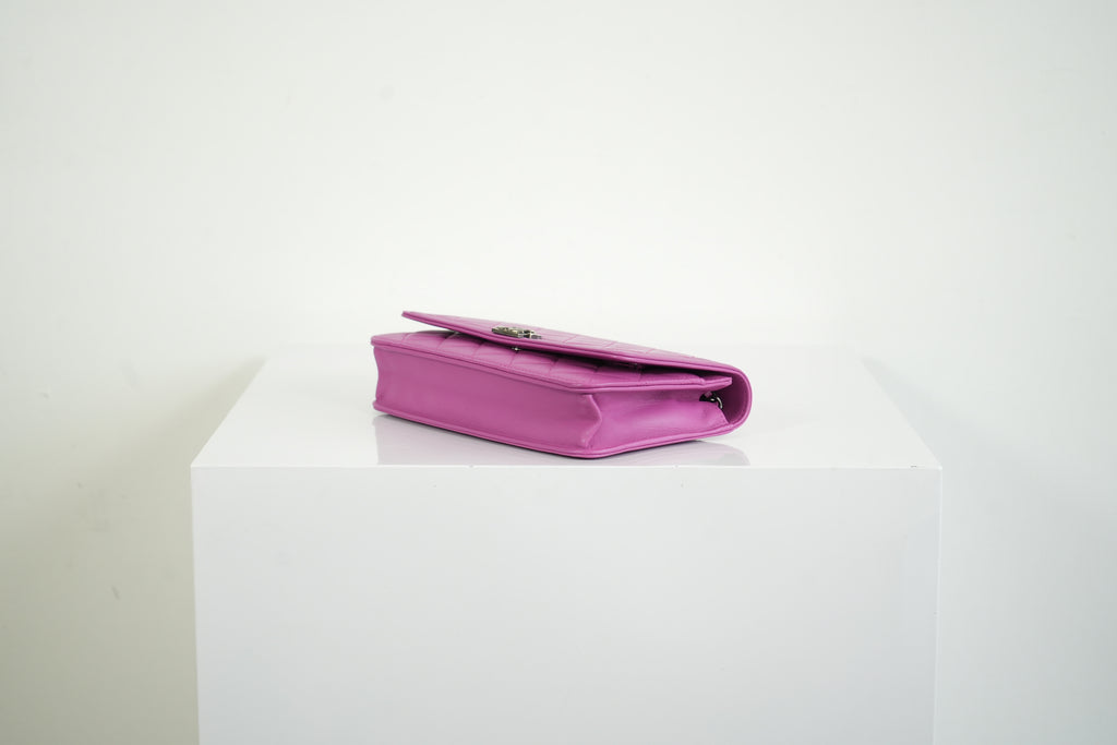 Chanel Boy Bag Wallet on Chain Pink Lambskin WOC Shoulder Clutch