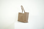 Saint Laurent Shopping Tote Pebbled Leather Taupe Tan Shoulder Bag