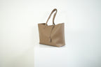 Saint Laurent Shopping Tote Pebbled Leather Taupe Tan Shoulder Bag