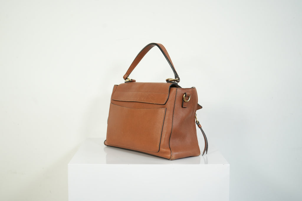 Chloe Faye Day Bag Tan Brown Leather Top Handle Shoulder Crossbody Bag
