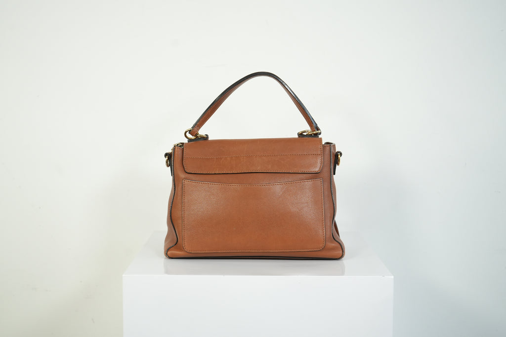 Chloe Faye Day Bag Tan Brown Leather Top Handle Shoulder Crossbody Bag