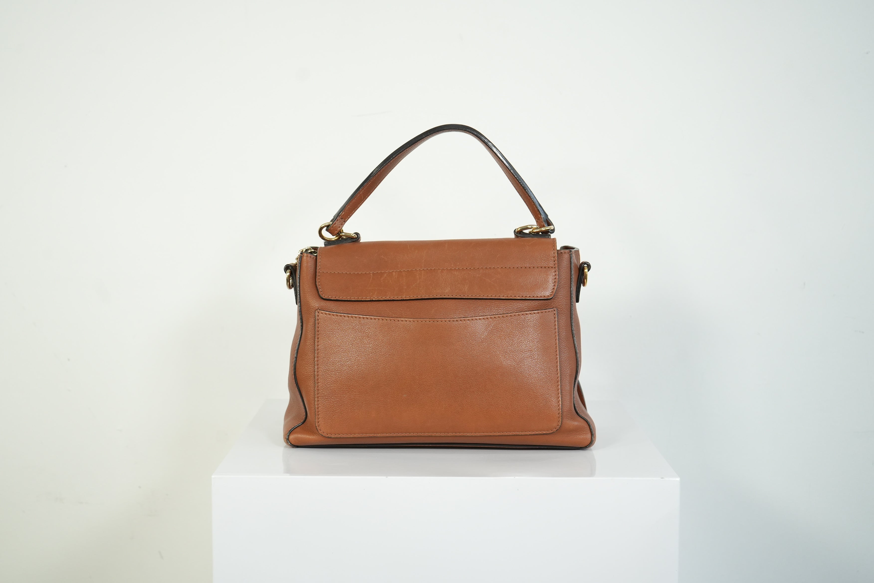 Chloe Faye Day Bag Tan Brown Leather Top Handle Shoulder Crossbody Bag
