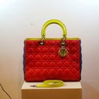 Christian Dior Lambskin Leather Lady Dior Tri-Color Bag