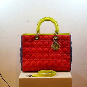 Christian Dior Lambskin Leather Lady Dior Tri-Color Bag
