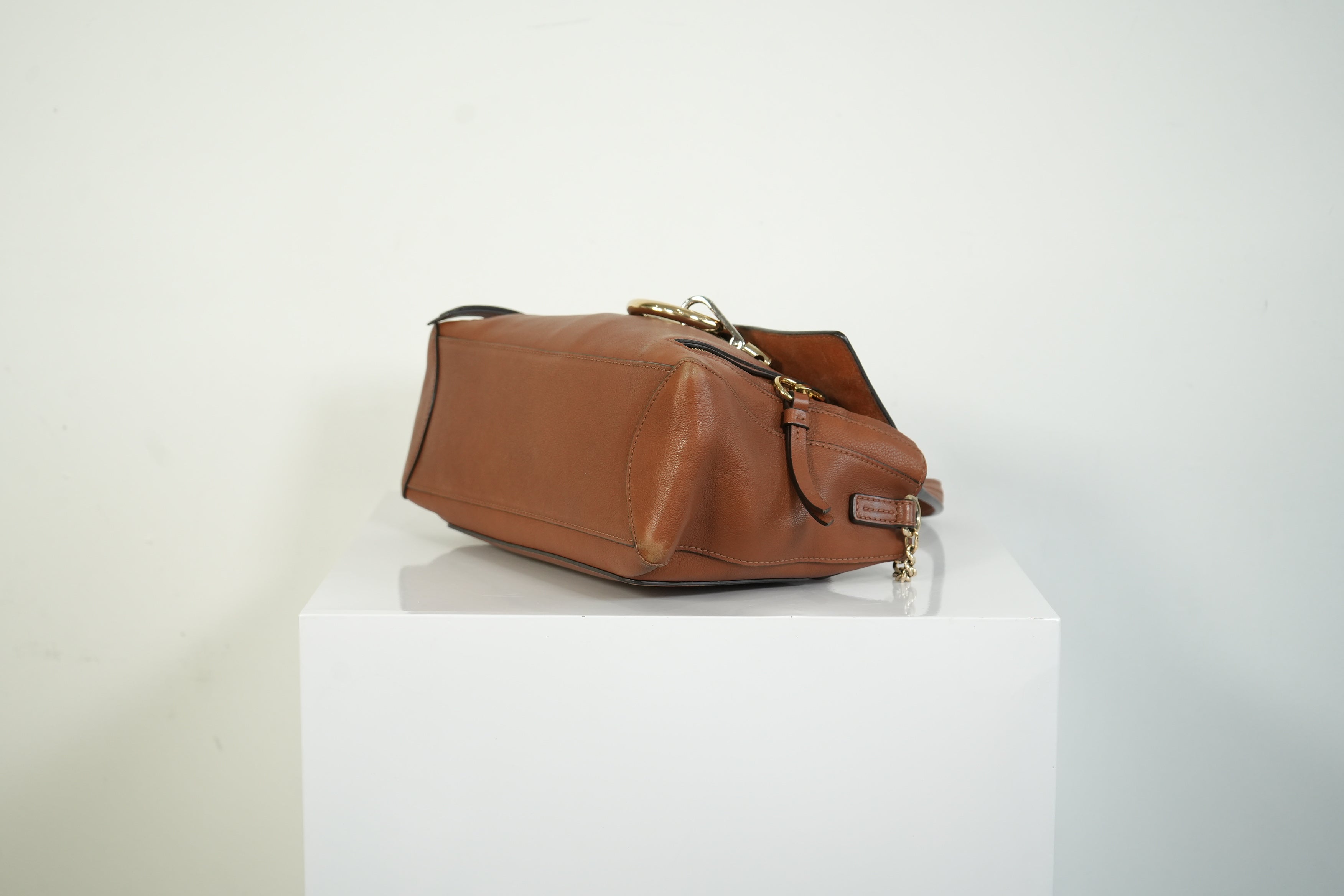 Chloe Faye Day Bag Tan Brown Leather Top Handle Shoulder Crossbody Bag