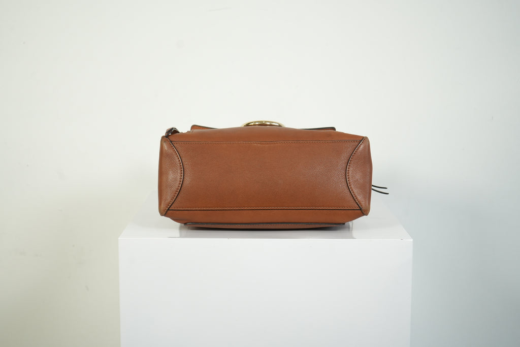 Chloe Faye Day Bag Tan Brown Leather Top Handle Shoulder Crossbody Bag