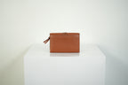 Chloe Alphabet Compact Wallet Tan Brown Pebbled Leather Gold Ring