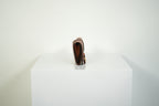 Chloe Alphabet Compact Wallet Tan Brown Pebbled Leather Gold Ring