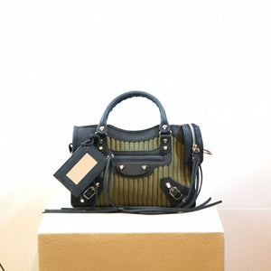 Balenciaga City Classic Stud Handbag Riped Neoprene