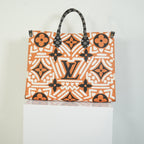 Louis Vuitton Onthego MM LV Crafty Tote Bag Caramel Cream Black Monogram