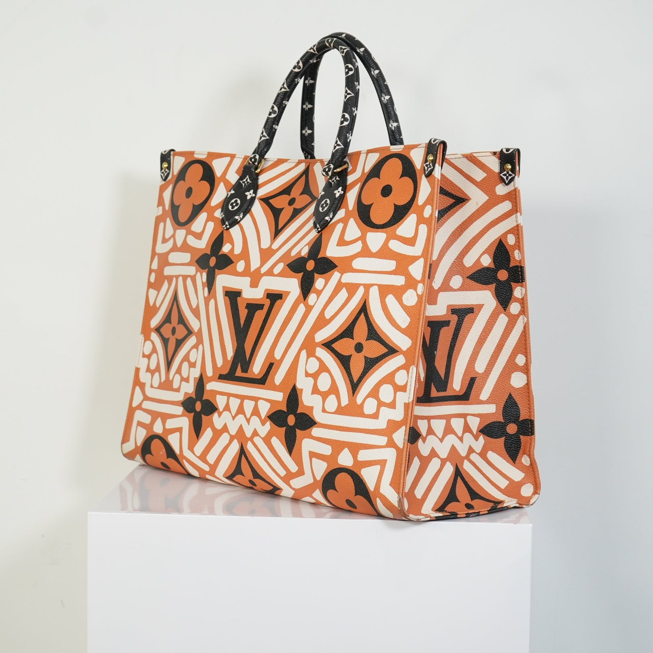 Louis Vuitton Onthego MM LV Crafty Tote Bag Caramel Cream Black Monogram