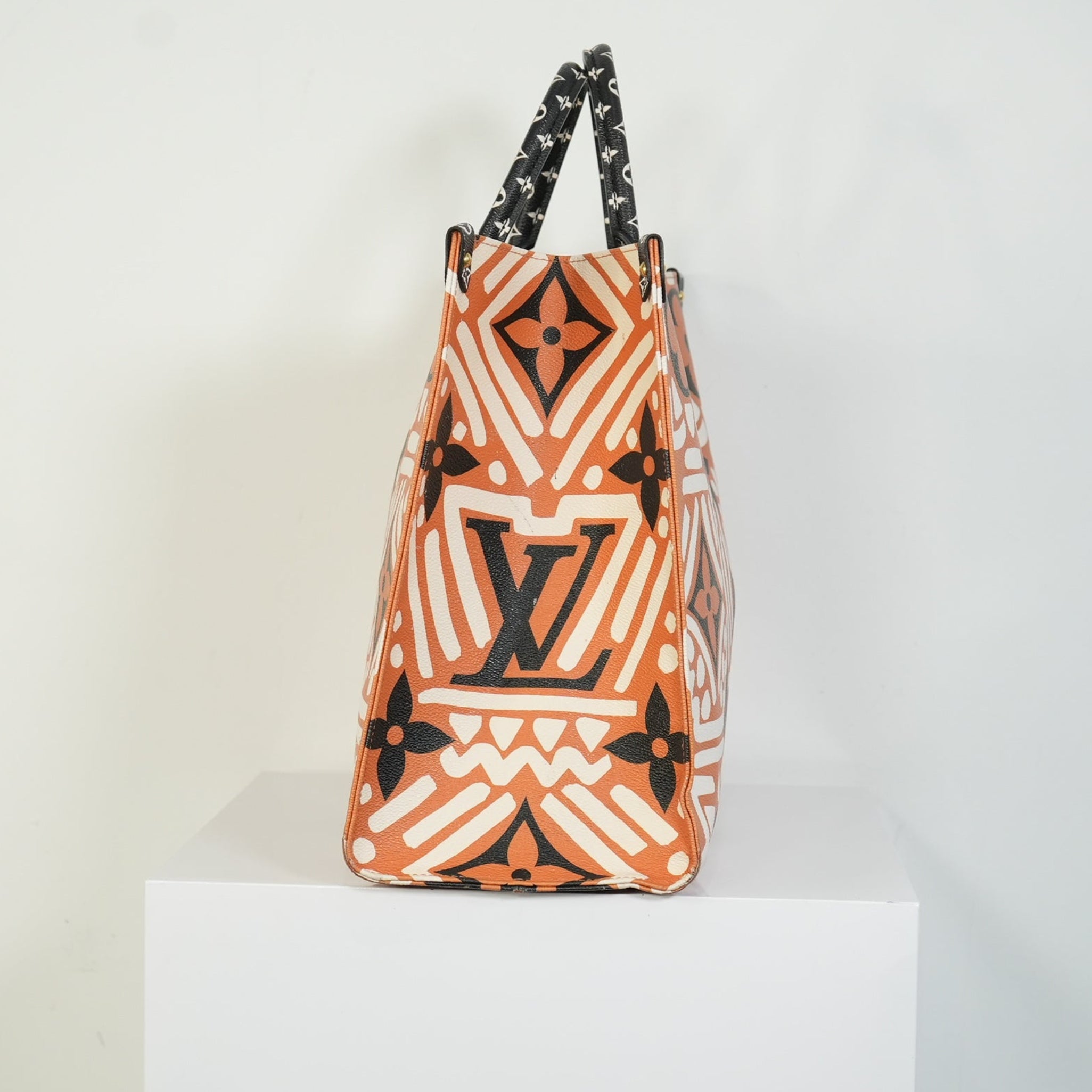 Louis Vuitton Onthego MM LV Crafty Tote Bag Caramel Cream Black Monogram