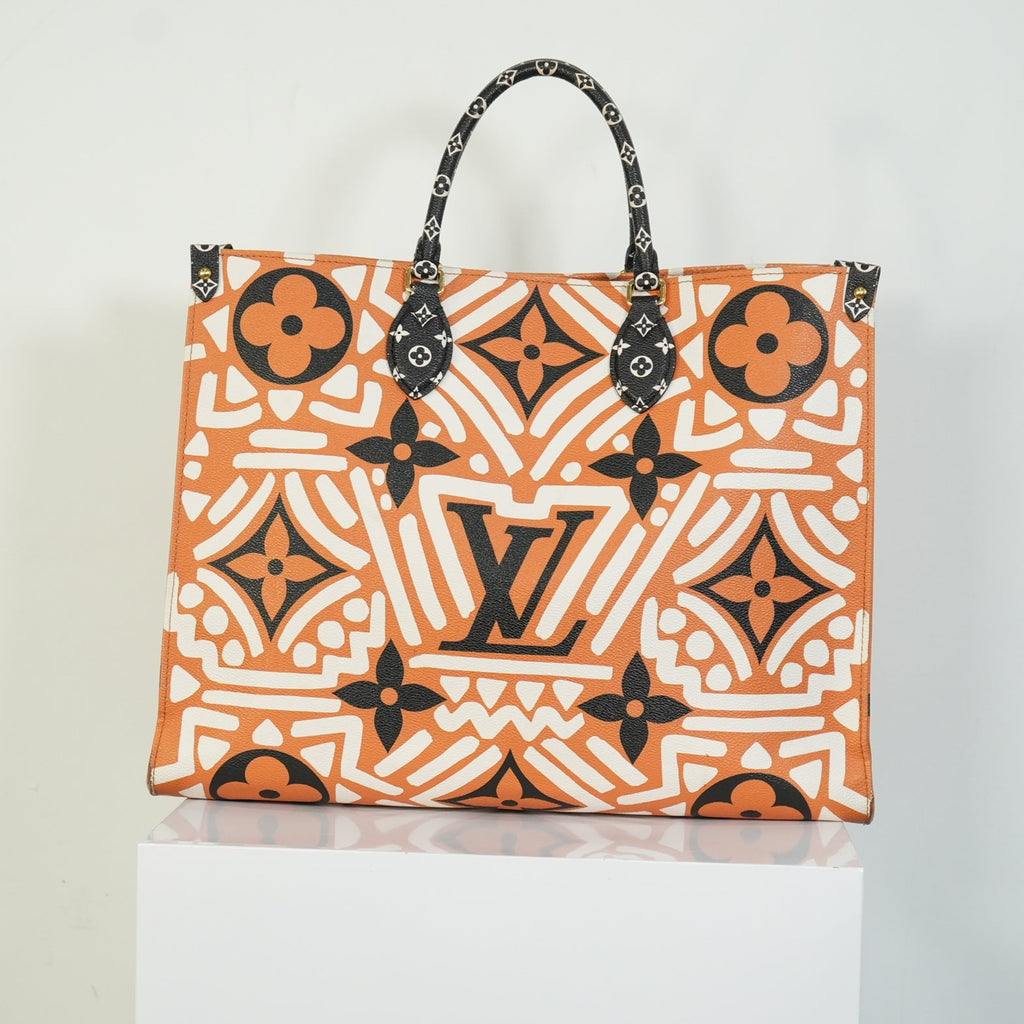 Louis Vuitton Onthego MM LV Crafty Tote Bag Caramel Cream Black Monogram