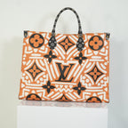 Louis Vuitton Onthego MM LV Crafty Tote Bag Caramel Cream Black Monogram
