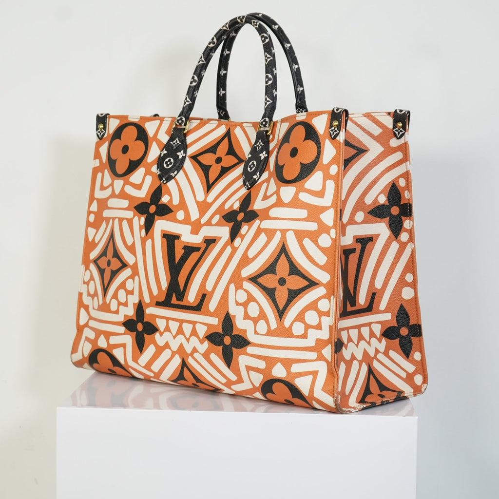 Louis Vuitton Onthego MM LV Crafty Tote Bag Caramel Cream Black Monogram