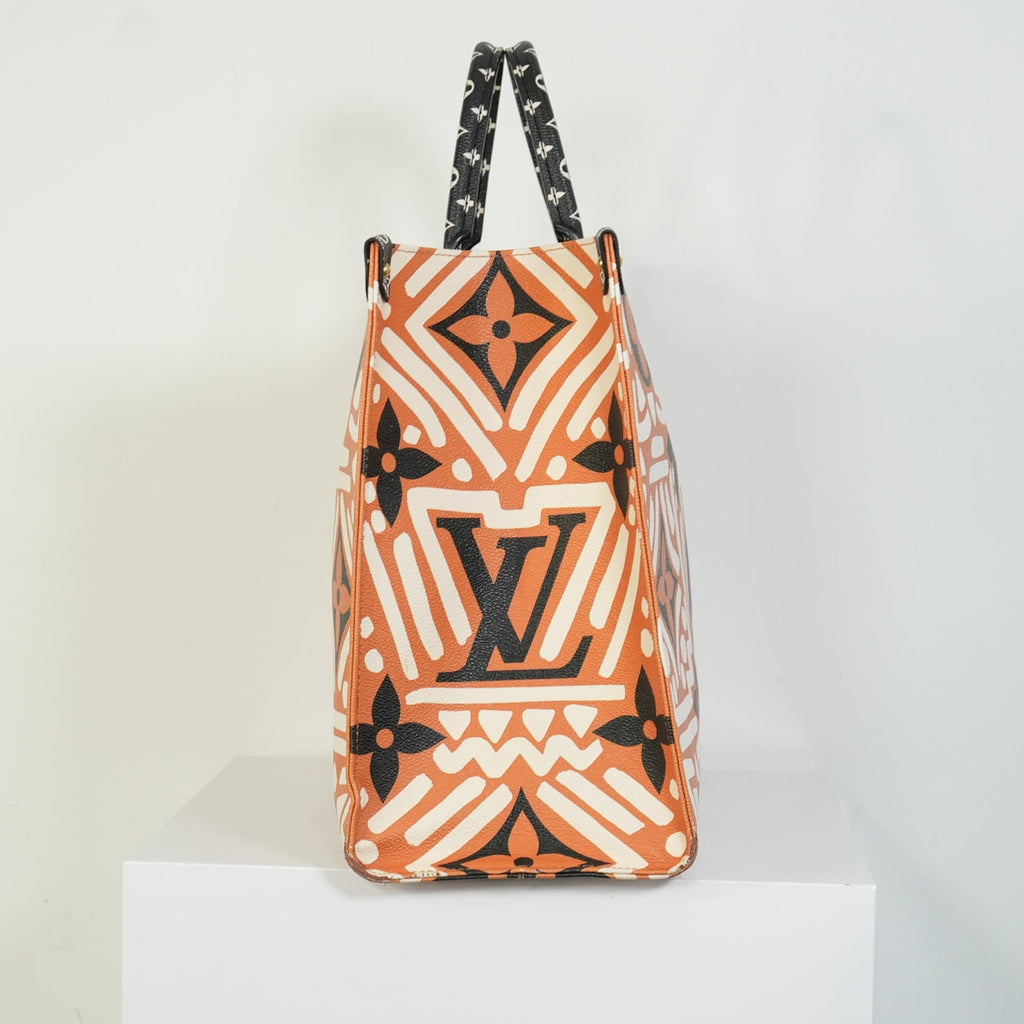 Louis Vuitton Onthego MM LV Crafty Tote Bag Caramel Cream Black Monogram