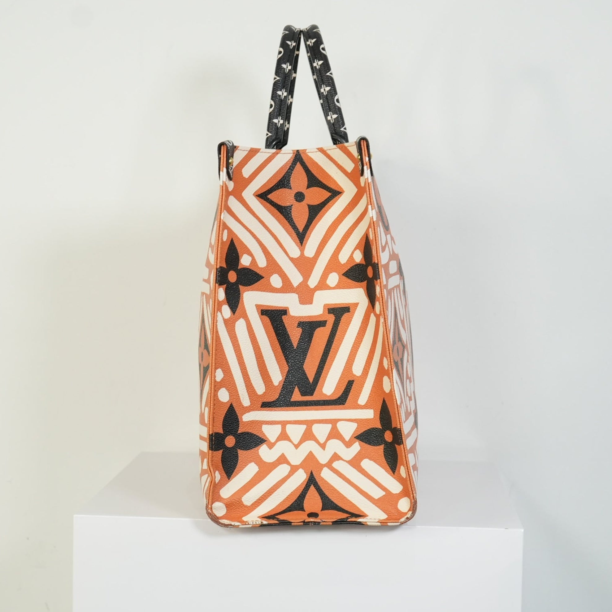 Louis Vuitton Onthego MM LV Crafty Tote Bag Caramel Cream Black Monogram