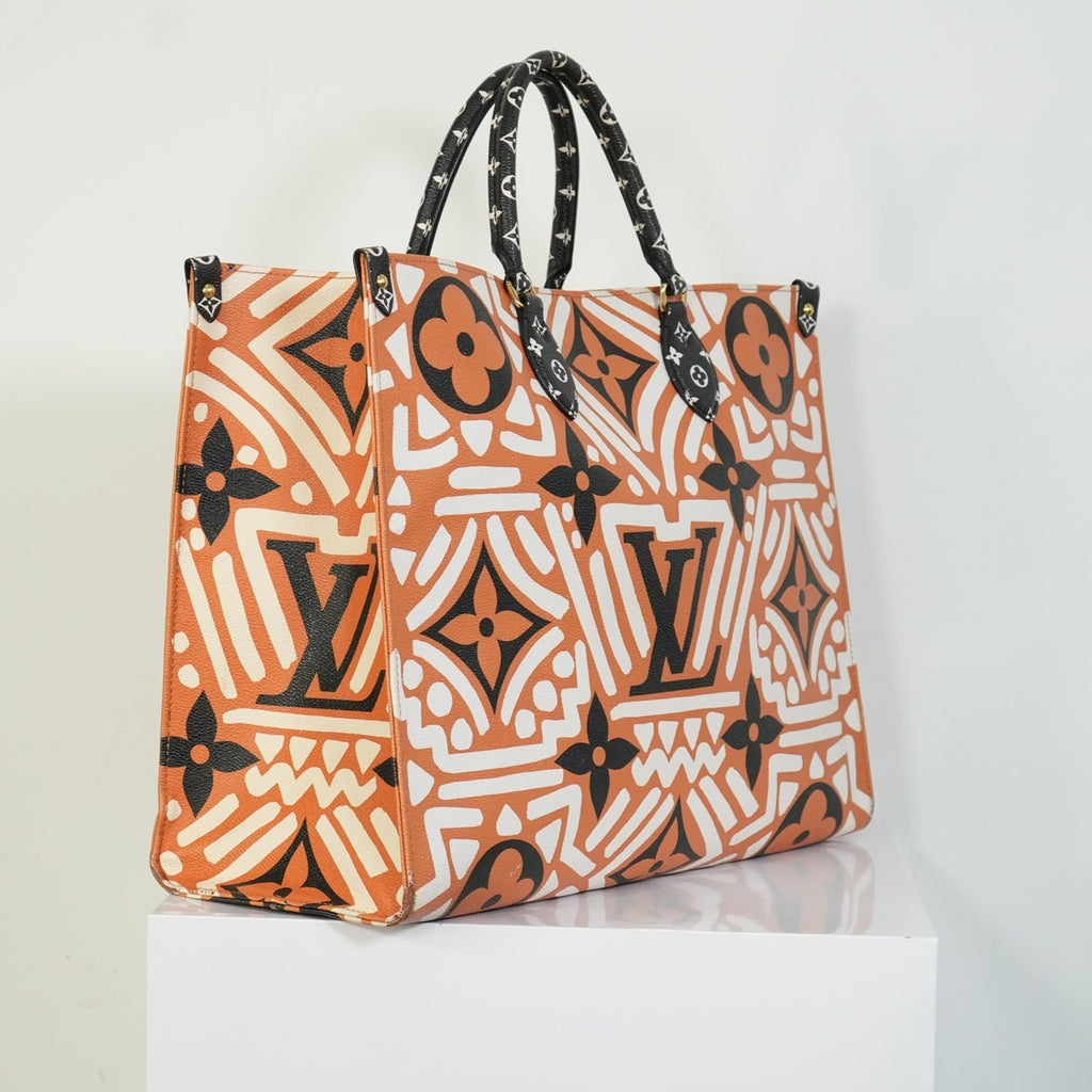 Louis Vuitton Onthego MM LV Crafty Tote Bag Caramel Cream Black Monogram
