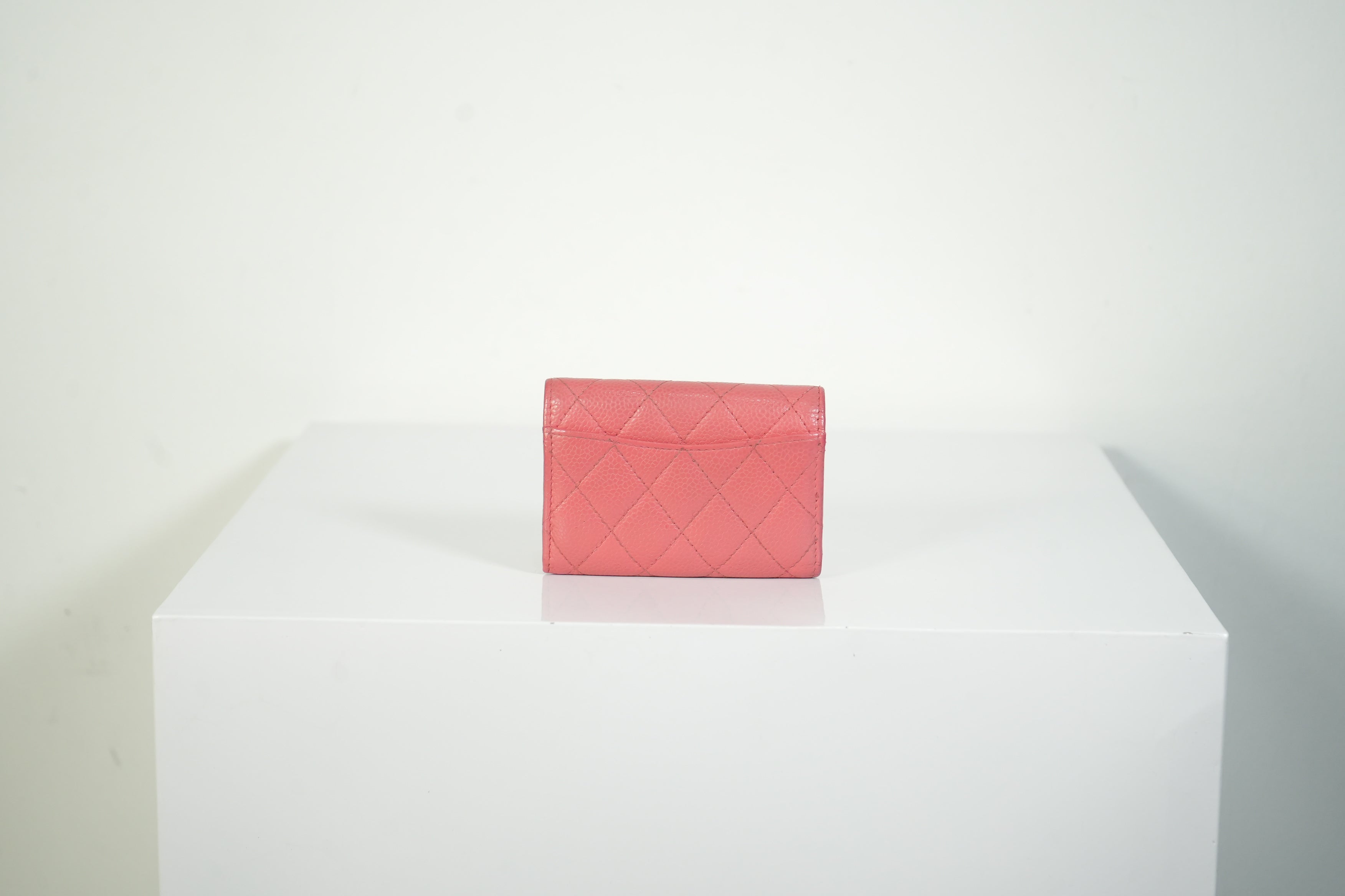 Chanel Classic Small Flap Pink Caviar Leather Keyholder Gold Hardware FULL SET